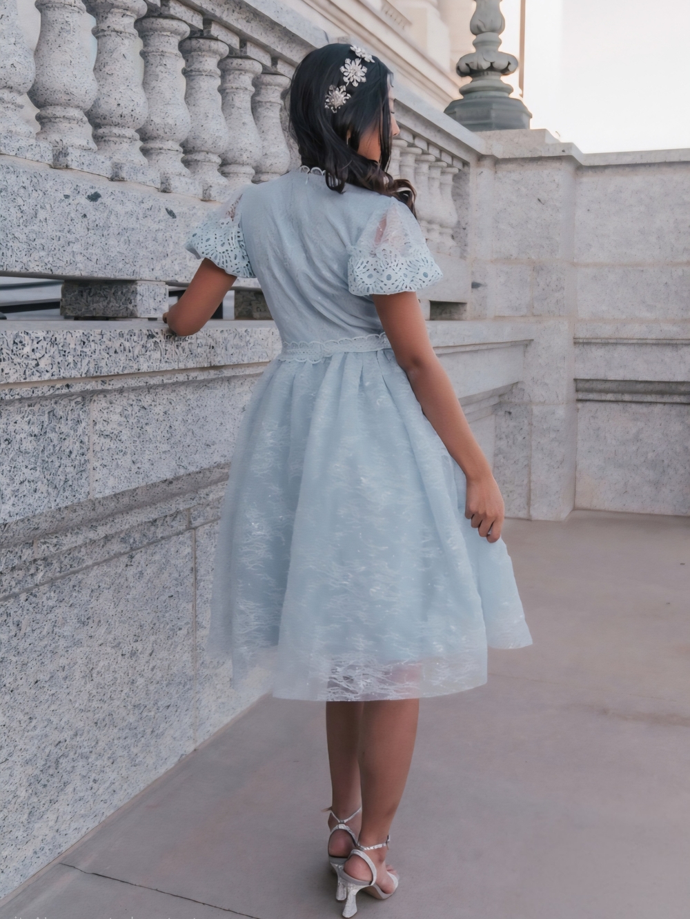 JessaKae Light Blue Lace Midi Dress - Picture 2 of 3